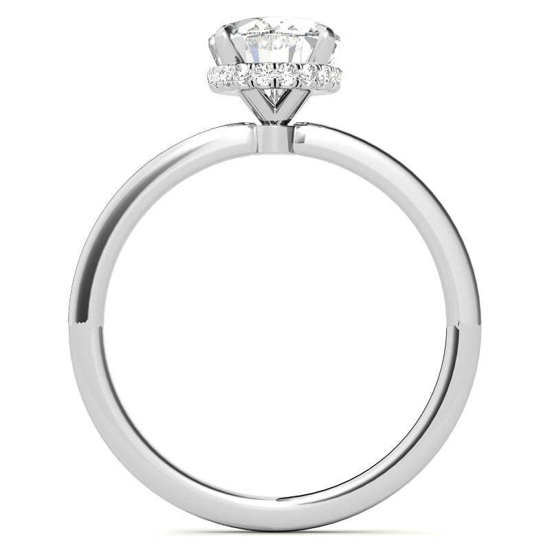 Diamond Collar 4-Prong Oval Moissanite Engagement Ring