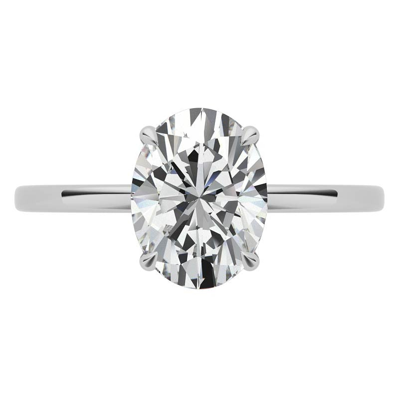 Diamond Collar 4-Prong Oval Moissanite Engagement Ring