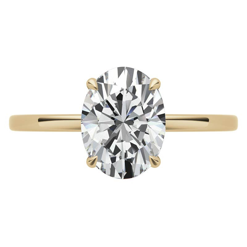 Diamond Collar 4-Prong Oval Moissanite Engagement Ring