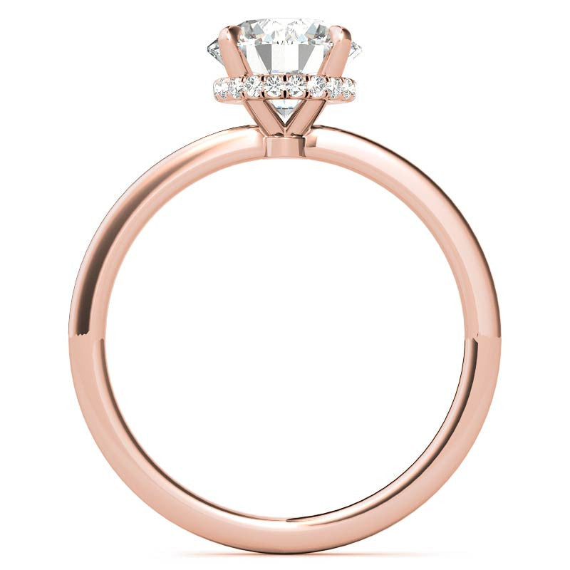 Diamond Collar 4-Prong Round Brilliant Moissanite Engagement Ring