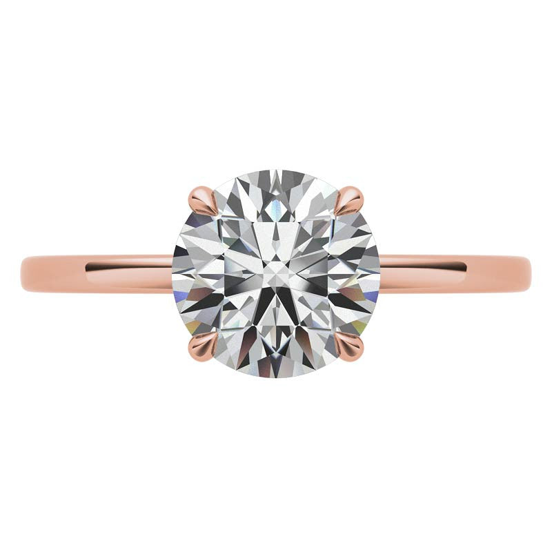 Diamond Collar 4-Prong Round Brilliant Moissanite Engagement Ring