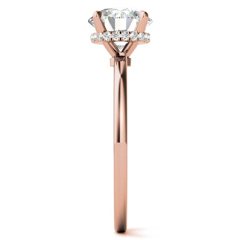 Diamond Collar 4-Prong Round Brilliant Moissanite Engagement Ring