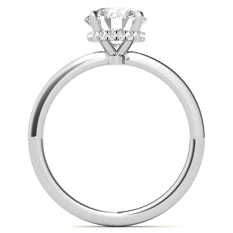 Diamond Collar 4-Prong Round Brilliant Moissanite Engagement Ring
