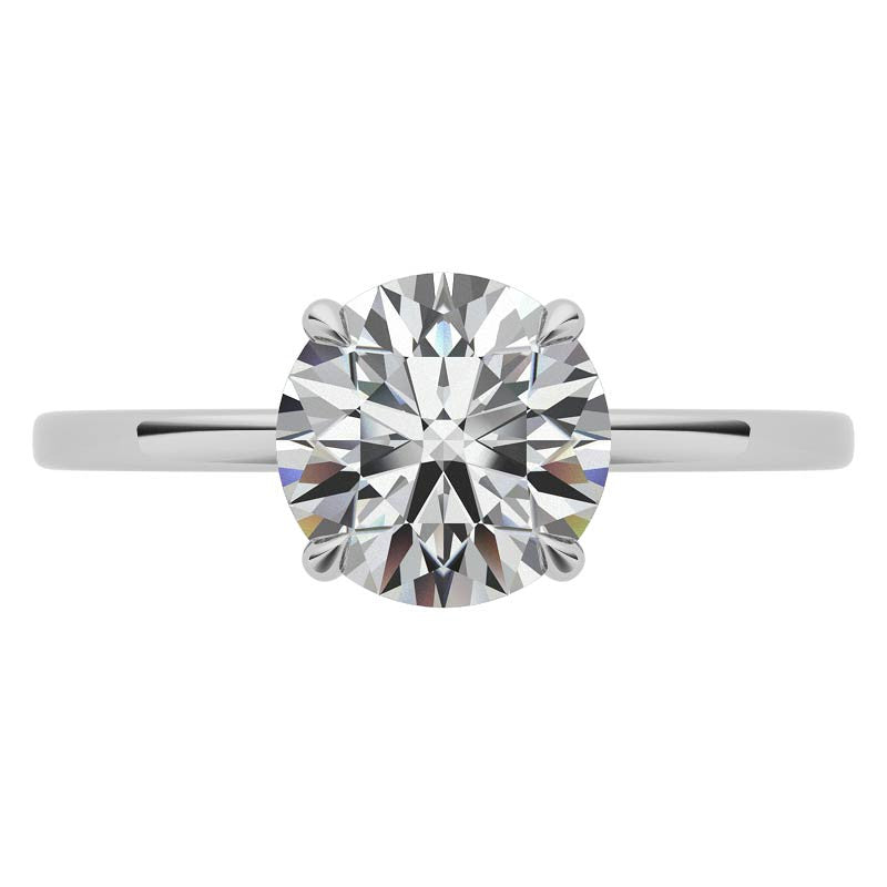 Diamond Collar 4-Prong Round Brilliant Moissanite Engagement Ring