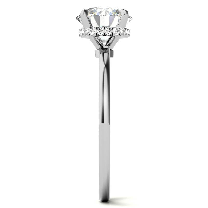 Diamond Collar 4-Prong Round Brilliant Moissanite Engagement Ring