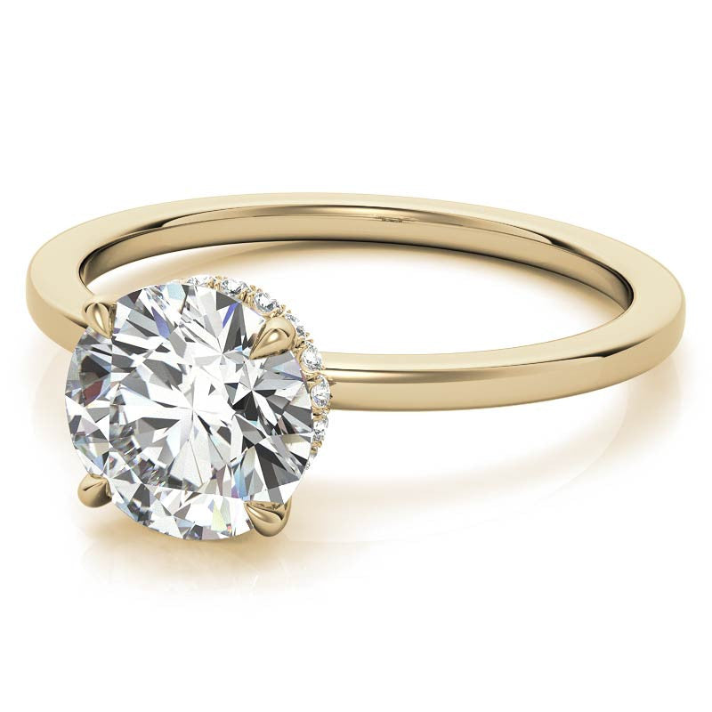 Diamond Collar 4-Prong Round Brilliant Moissanite Engagement Ring