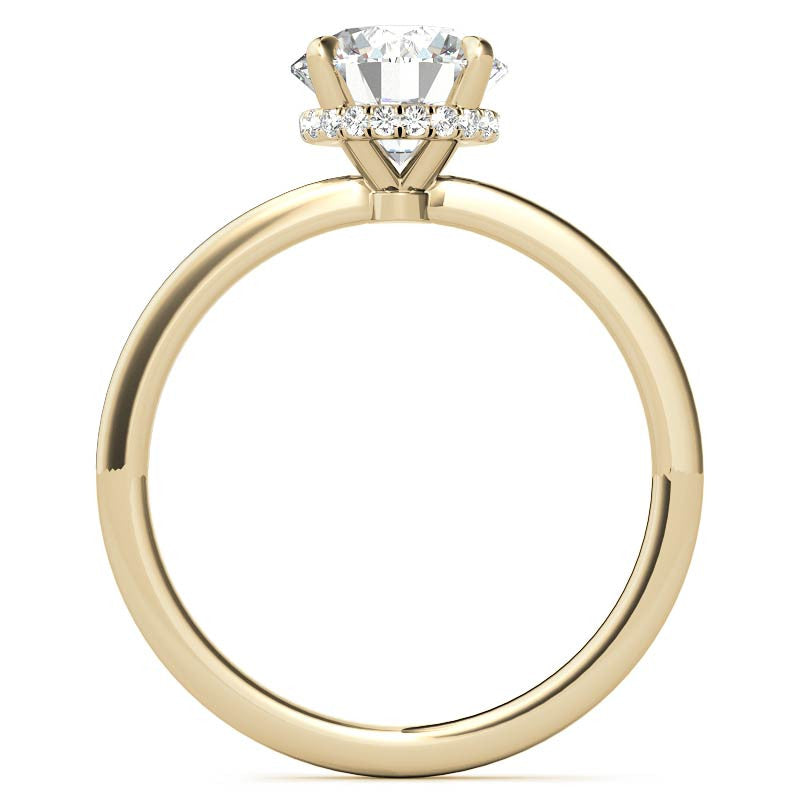 Diamond Collar 4-Prong Round Brilliant Moissanite Engagement Ring