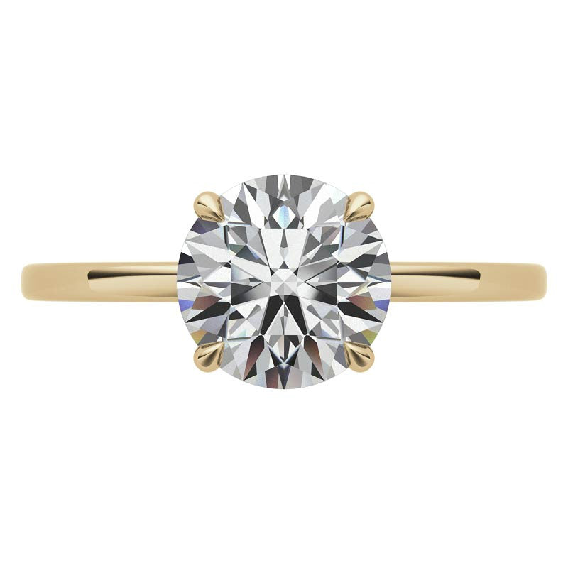 Diamond Collar 4-Prong Round Brilliant Moissanite Engagement Ring