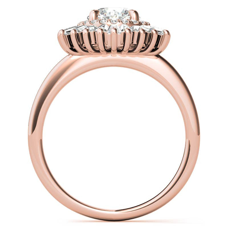 Round Brilliant Moissanite Art Deco Style Moissanite Engagement Ring