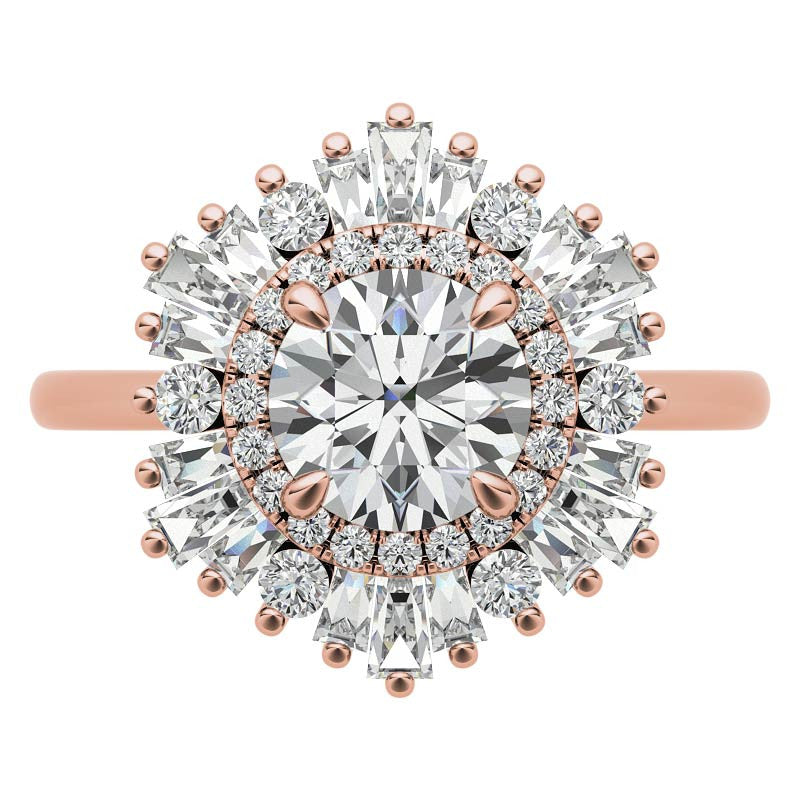 Round Brilliant Moissanite Art Deco Style Moissanite Engagement Ring