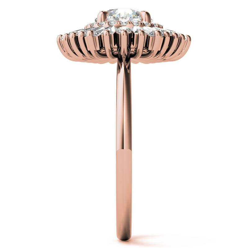 Round Brilliant Moissanite Art Deco Style Moissanite Engagement Ring