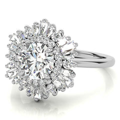 Round Brilliant Moissanite Art Deco Style Moissanite Engagement Ring