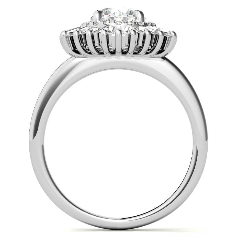 Round Brilliant Moissanite Art Deco Style Moissanite Engagement Ring