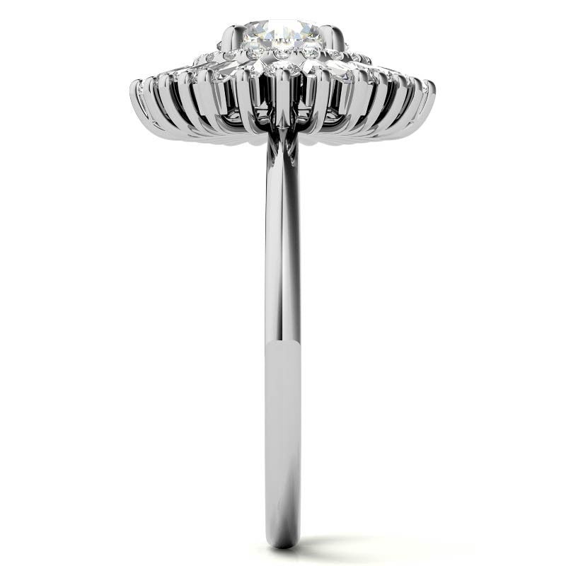 Round Brilliant Moissanite Art Deco Style Moissanite Engagement Ring