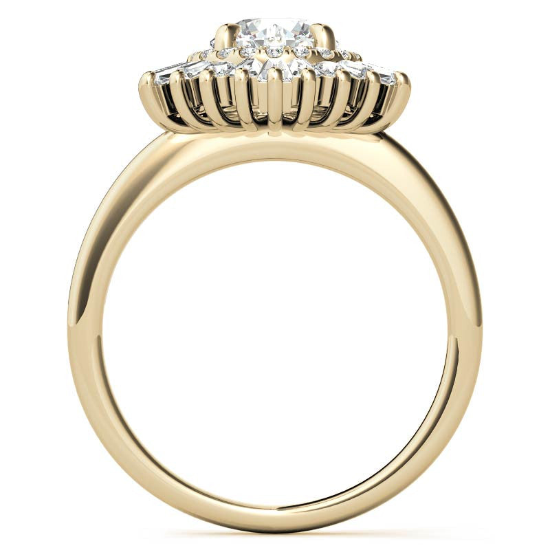 Round Brilliant Moissanite Art Deco Style Moissanite Engagement Ring