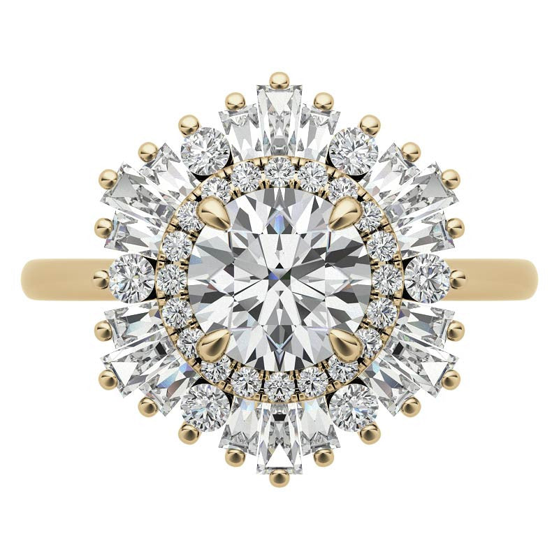 Round Brilliant Moissanite Art Deco Style Moissanite Engagement Ring