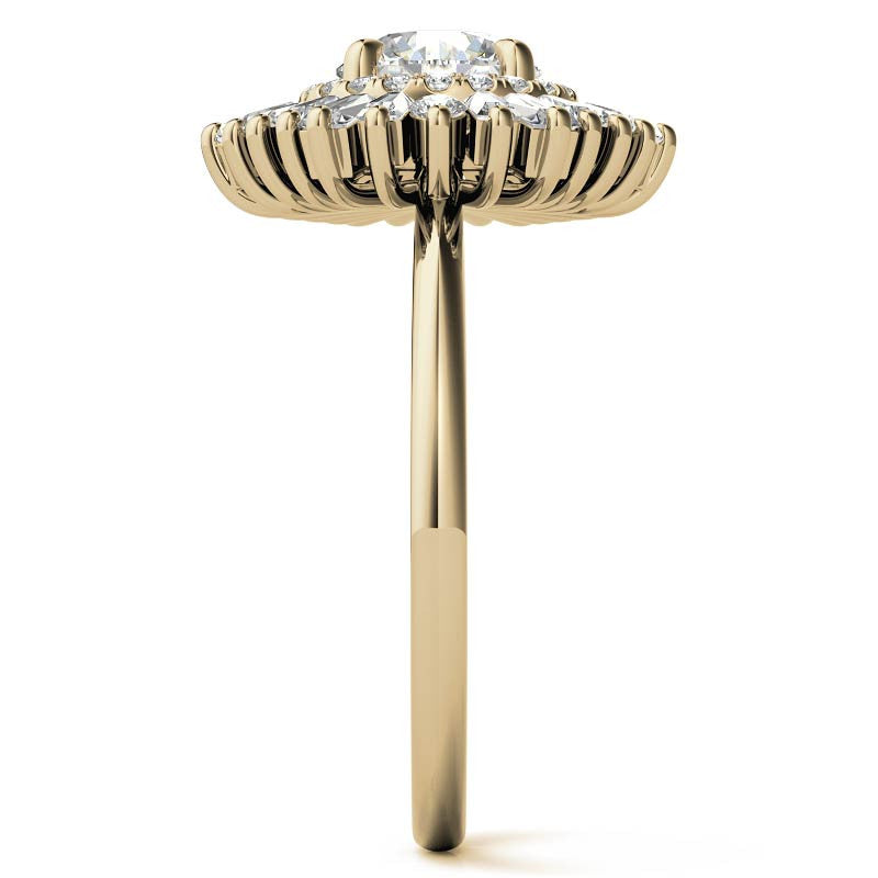 Round Brilliant Moissanite Art Deco Style Moissanite Engagement Ring