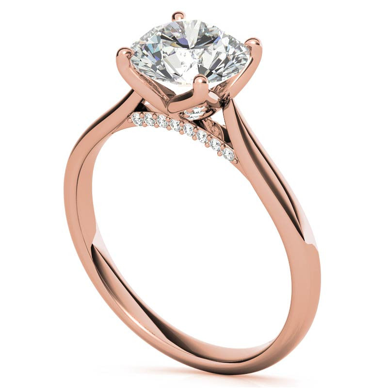 Round Accented Tulip Moissanite Engagement Ring