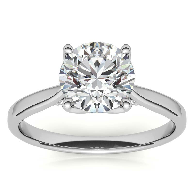 Round Accented Tulip Moissanite Engagement Ring