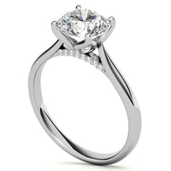 Round Accented Tulip Moissanite Engagement Ring