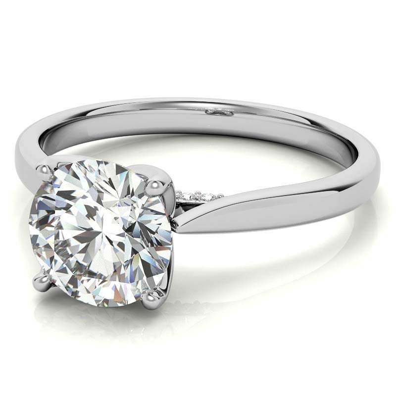 Round Accented Tulip Moissanite Engagement Ring