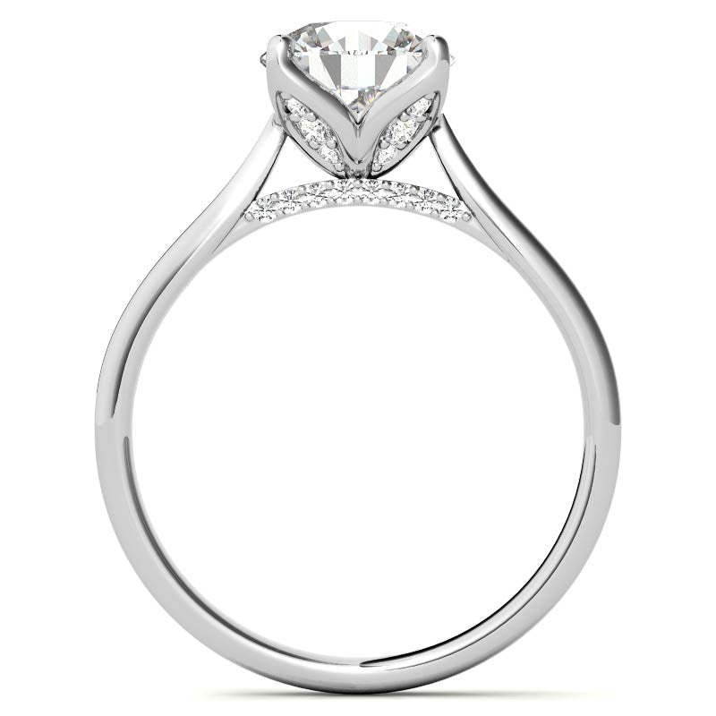 Round Accented Tulip Moissanite Engagement Ring
