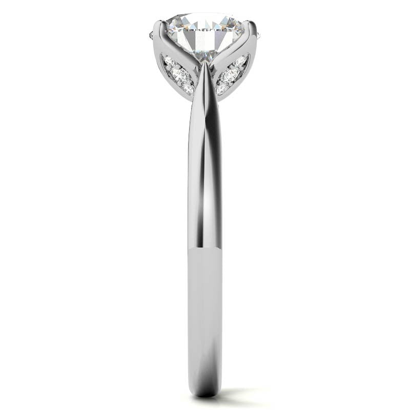 Round Accented Tulip Moissanite Engagement Ring