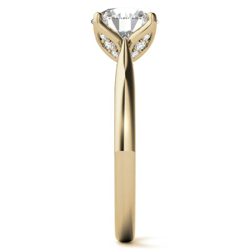 Round Accented Tulip Moissanite Engagement Ring