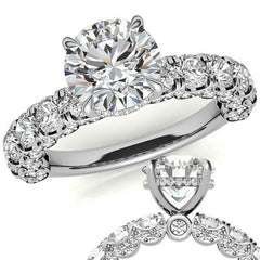Round Pave Semi-Eternity Moissanite Engagement Ring