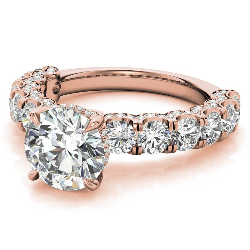 Round Pave Semi-Eternity Moissanite Engagement Ring