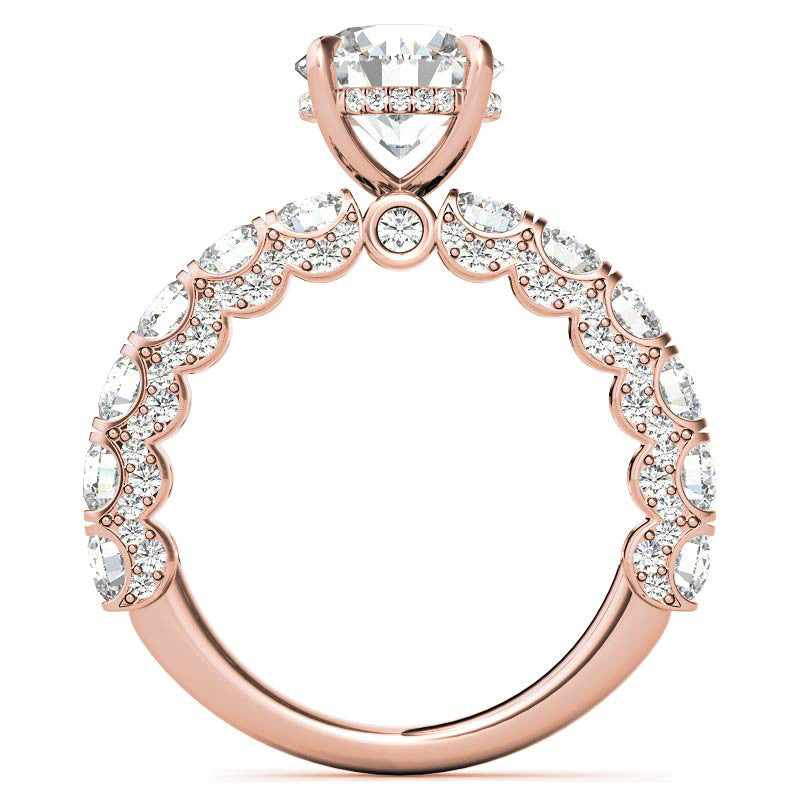 Round Pave Semi-Eternity Moissanite Engagement Ring