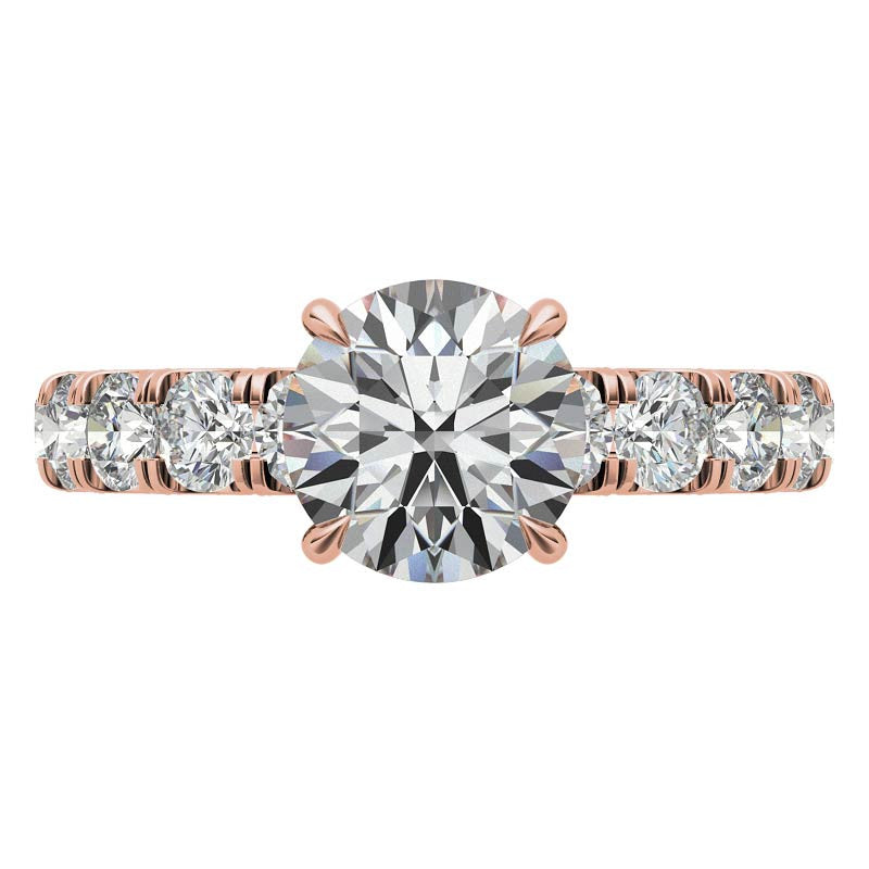Round Pave Semi-Eternity Moissanite Engagement Ring