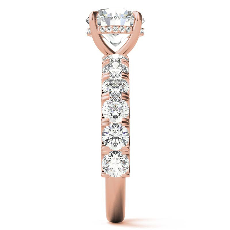 Round Pave Semi-Eternity Moissanite Engagement Ring