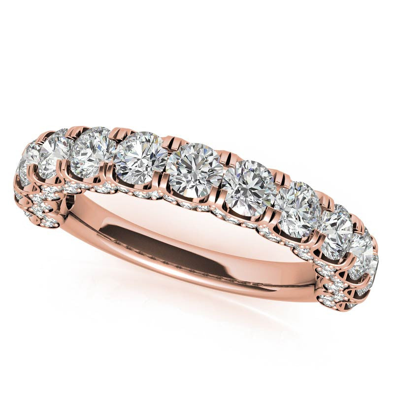 Round Pave Semi-Eternity Moissanite Engagement Ring