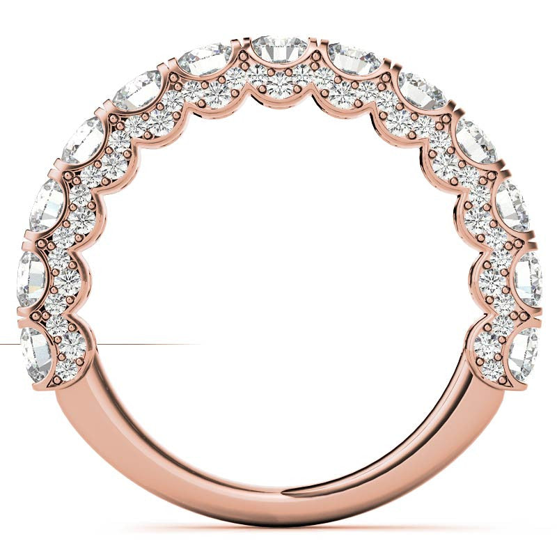Round Pave Semi-Eternity Moissanite Engagement Ring