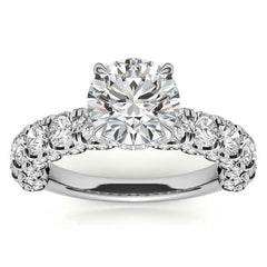 Round Pave Semi-Eternity Moissanite Engagement Ring