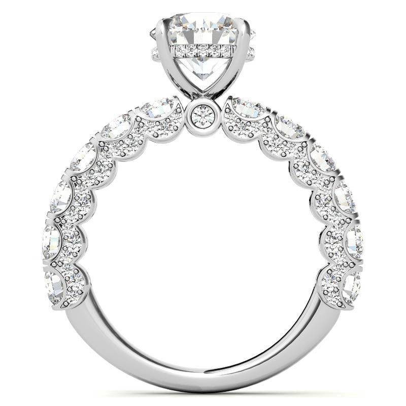 Round Pave Semi-Eternity Moissanite Engagement Ring