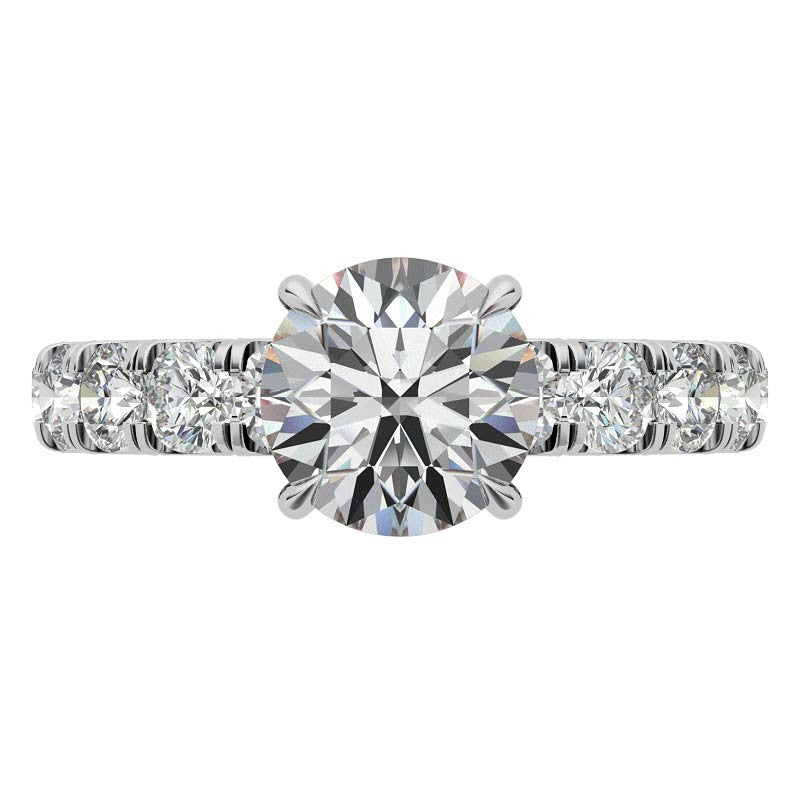 Round Pave Semi-Eternity Moissanite Engagement Ring