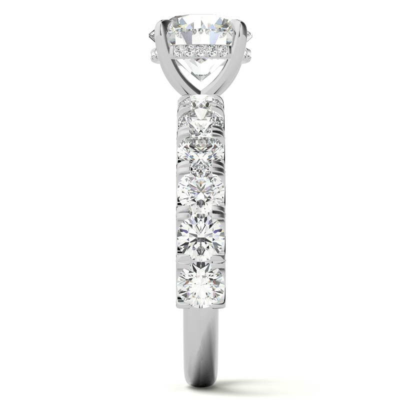 Round Pave Semi-Eternity Moissanite Engagement Ring