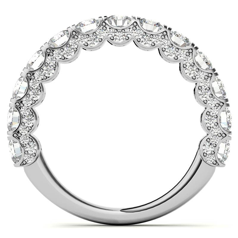 Round Pave Semi-Eternity Moissanite Engagement Ring