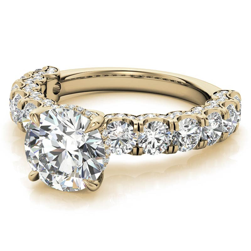 Round Pave Semi-Eternity Moissanite Engagement Ring