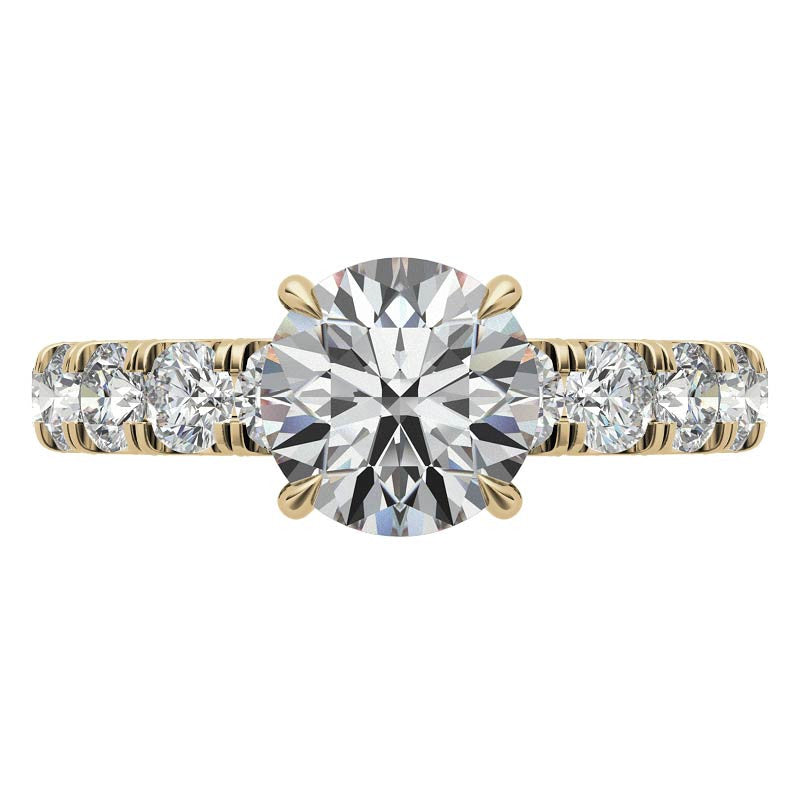 Round Pave Semi-Eternity Moissanite Engagement Ring
