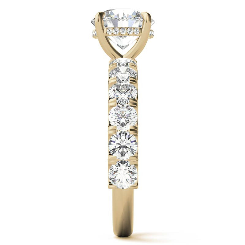 Round Pave Semi-Eternity Moissanite Engagement Ring