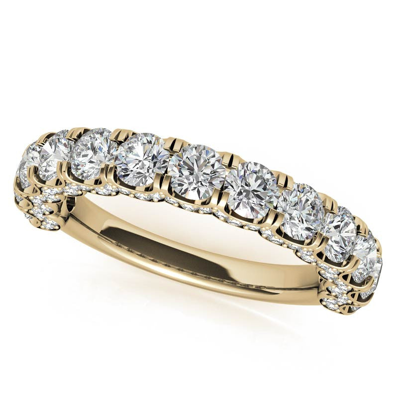 Round Pave Semi-Eternity Moissanite Engagement Ring