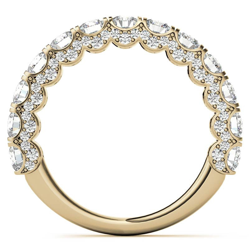 Round Pave Semi-Eternity Moissanite Engagement Ring