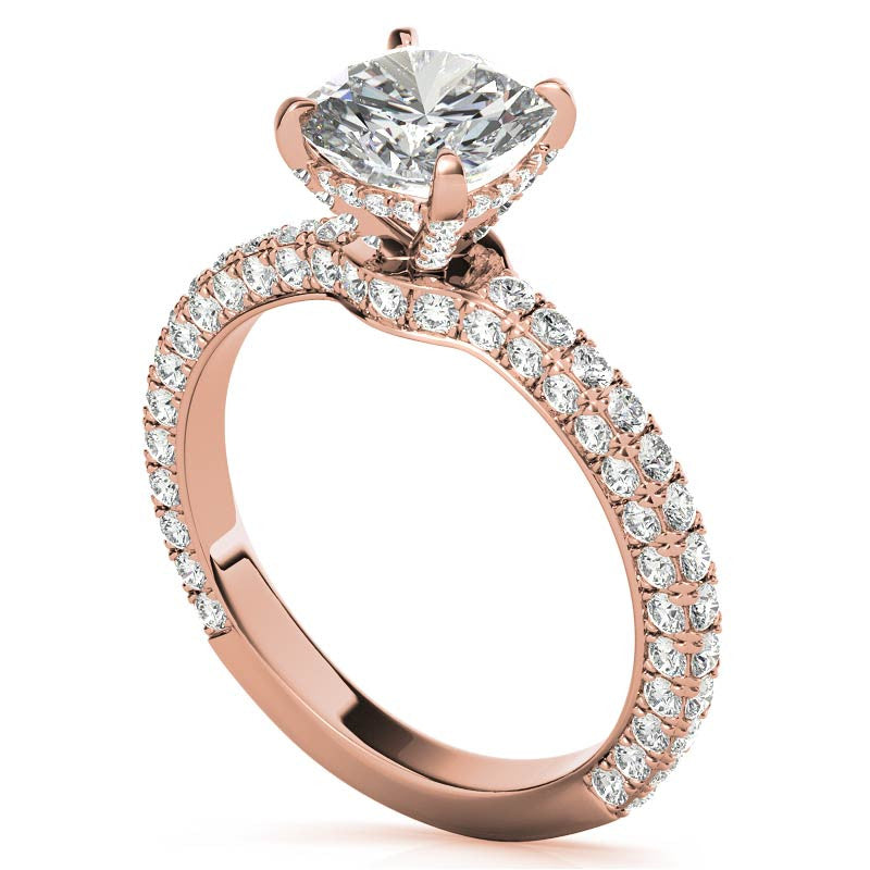 4-Prong Cushion Pave Moissanite Engagement Ring