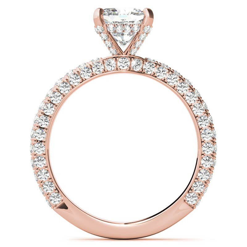 4-Prong Cushion Pave Moissanite Engagement Ring