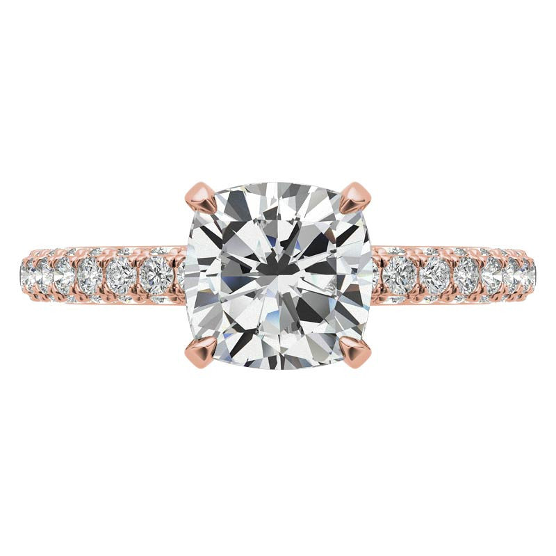 4-Prong Cushion Pave Moissanite Engagement Ring
