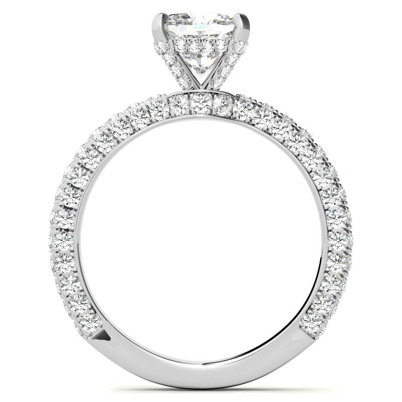 4-Prong Cushion Pave Moissanite Engagement Ring
