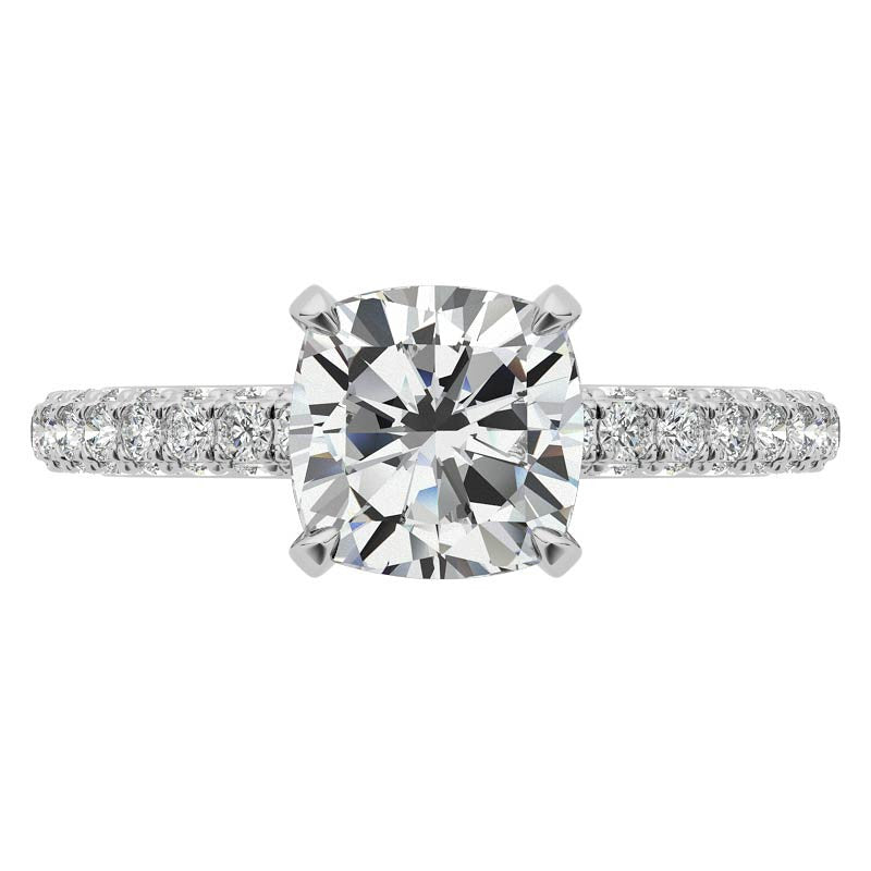 4-Prong Cushion Pave Moissanite Engagement Ring